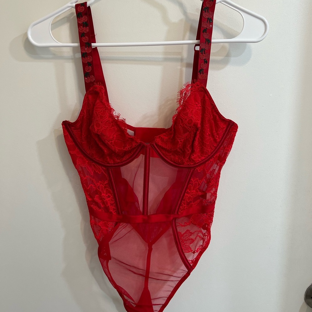 H&M Red Lace Chemise with Adjustable Straps